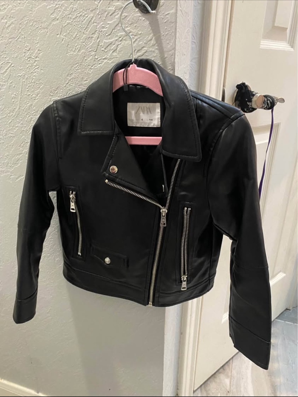 ZARA Black Faux Leather Moto Jacket - Women's